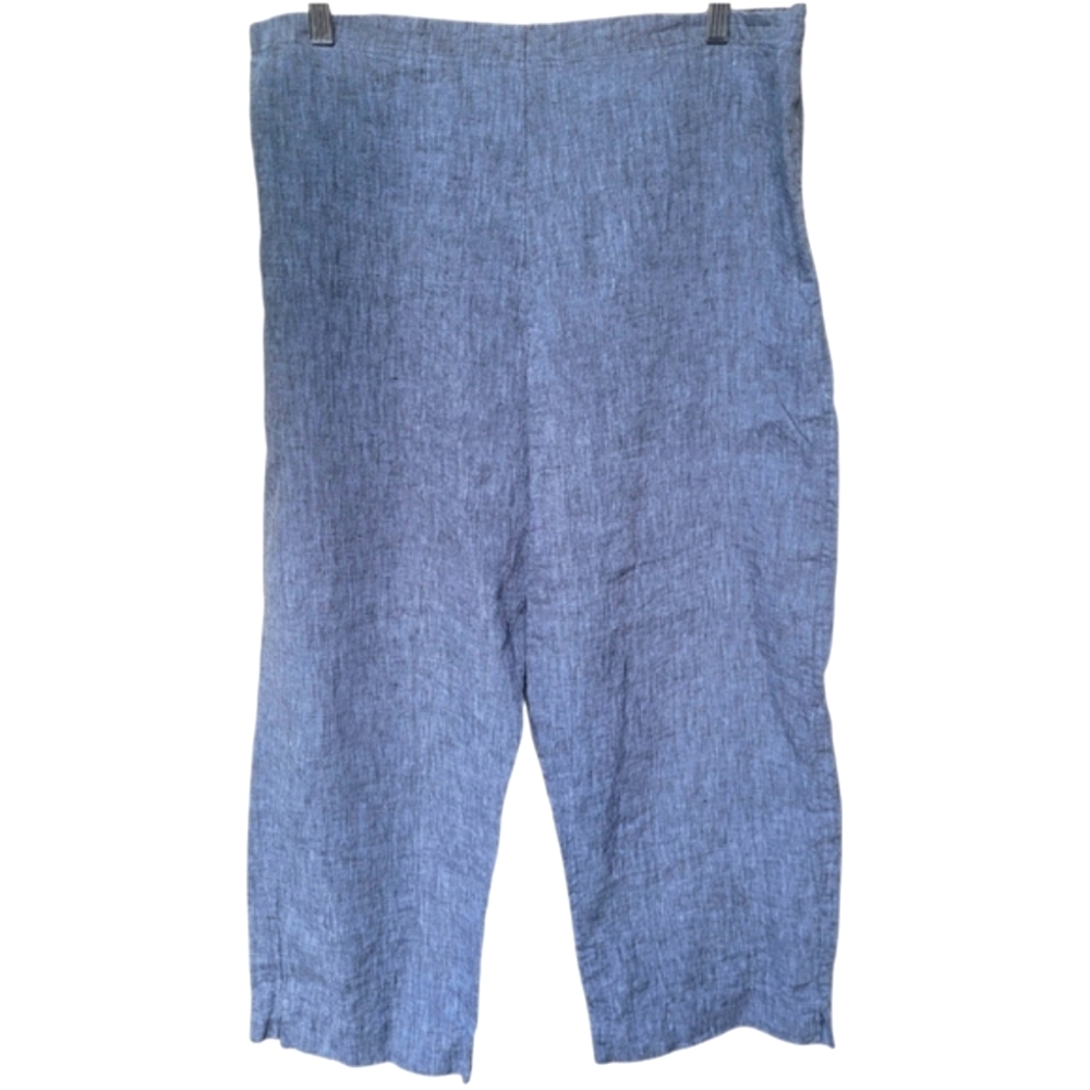 Bryn Walker 100% Linen Crop Wide Leg Pants Blue Size XL
